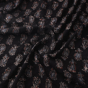 Black - Hakoba Hand Block Ajrakh Print Natural Dyed Cotton Fabric 151