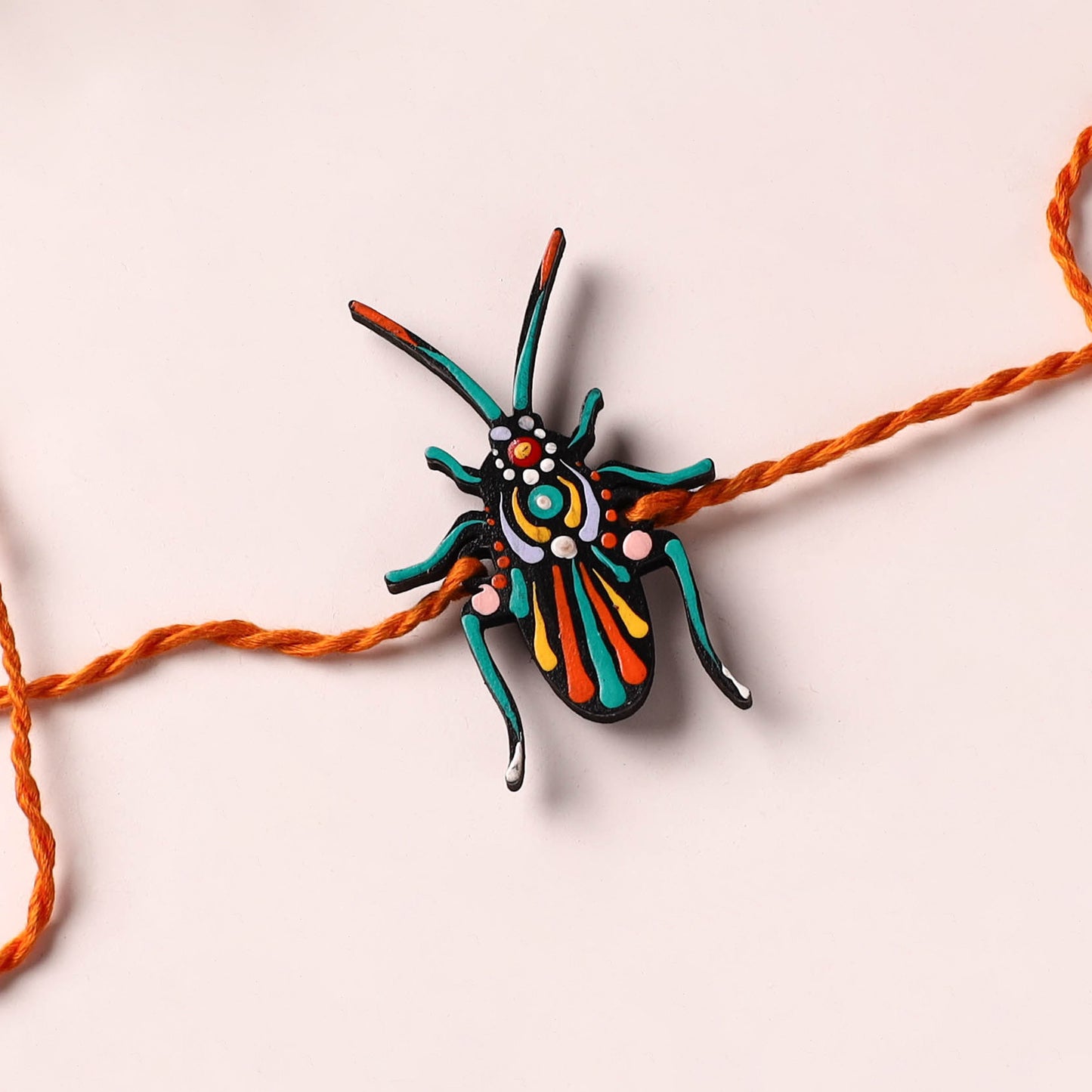 Cockroach - Reusable Mandala Art Handpainted Wooden Rakhi 04