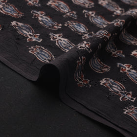 Black - Hakoba Hand Block Ajrakh Print Natural Dyed Cotton Fabric 151