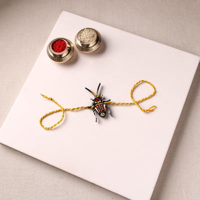 Cockroach - Reusable Mandala Art Handpainted Wooden Rakhi 05