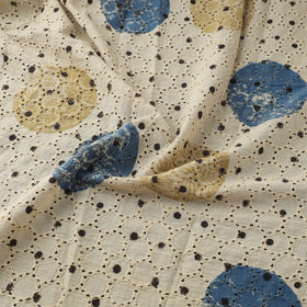 Beige - Hakoba Hand Block Ajrakh Print Natural Dyed Cotton Fabric 150