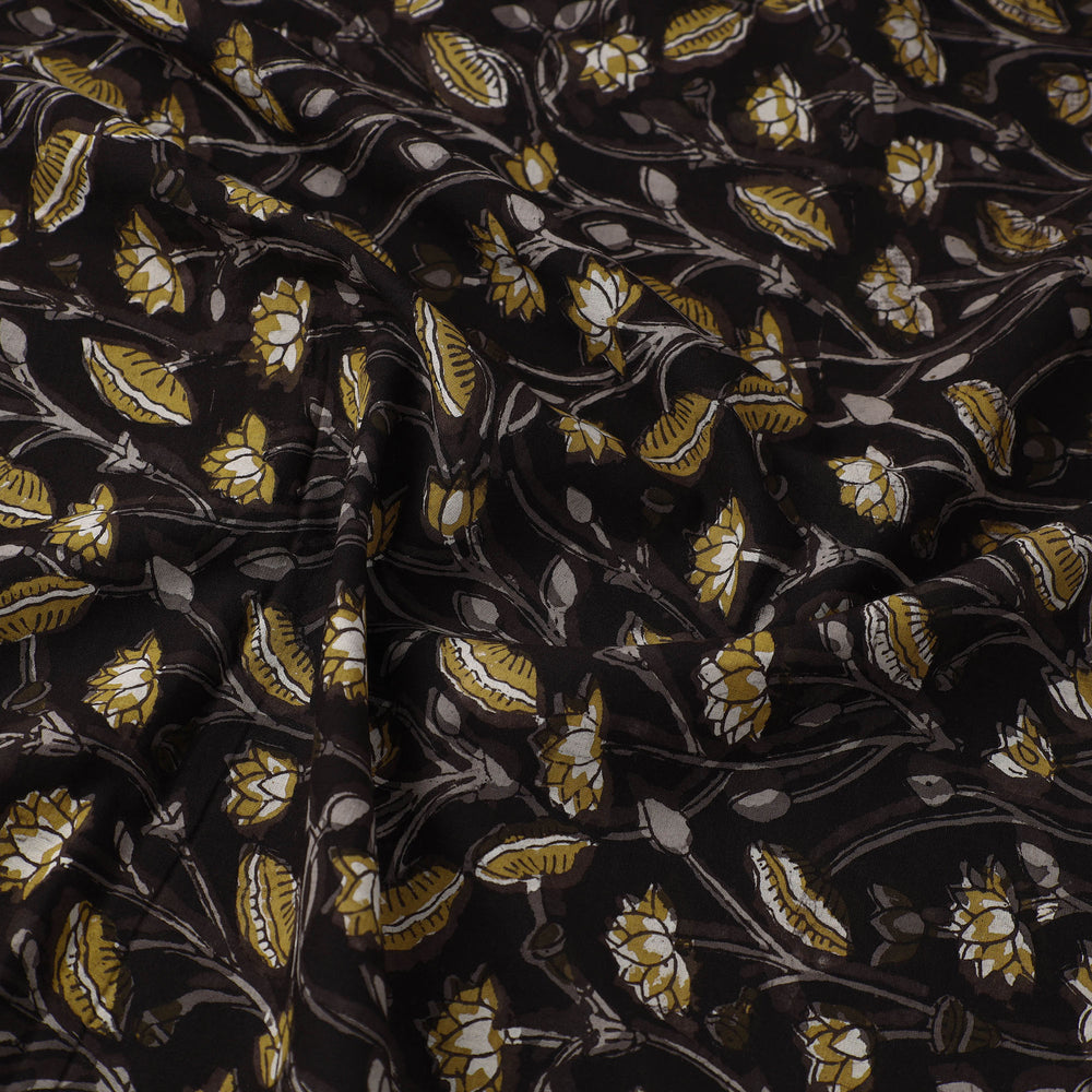 Black - Block Printed Cotton Jahota Fabric 26