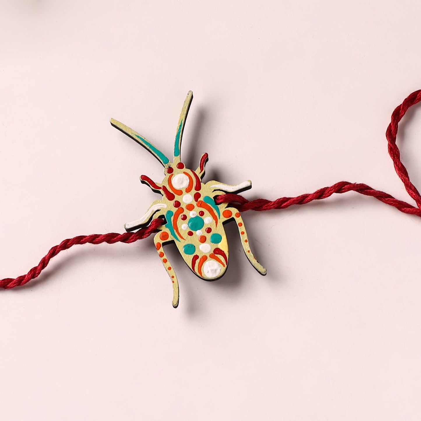 Cockroach - Reusable Mandala Art Handpainted Wooden Rakhi 06