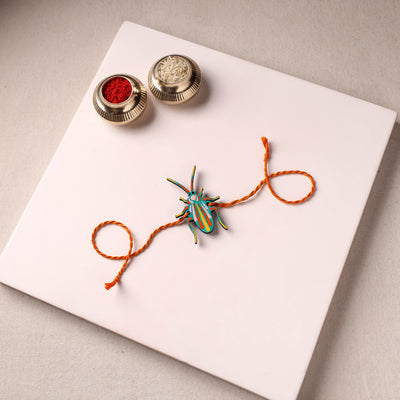 Cockroach - Reusable Mandala Art Handpainted Wooden Rakhi 07