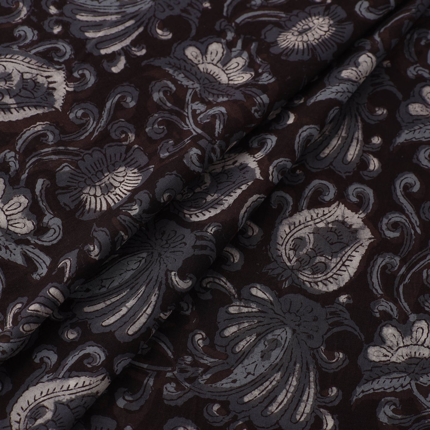 Black - Block Printed Cotton Jahota Fabric 24