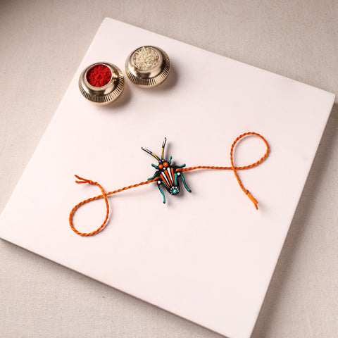Cockroach - Reusable Mandala Art Handpainted Wooden Rakhi 09