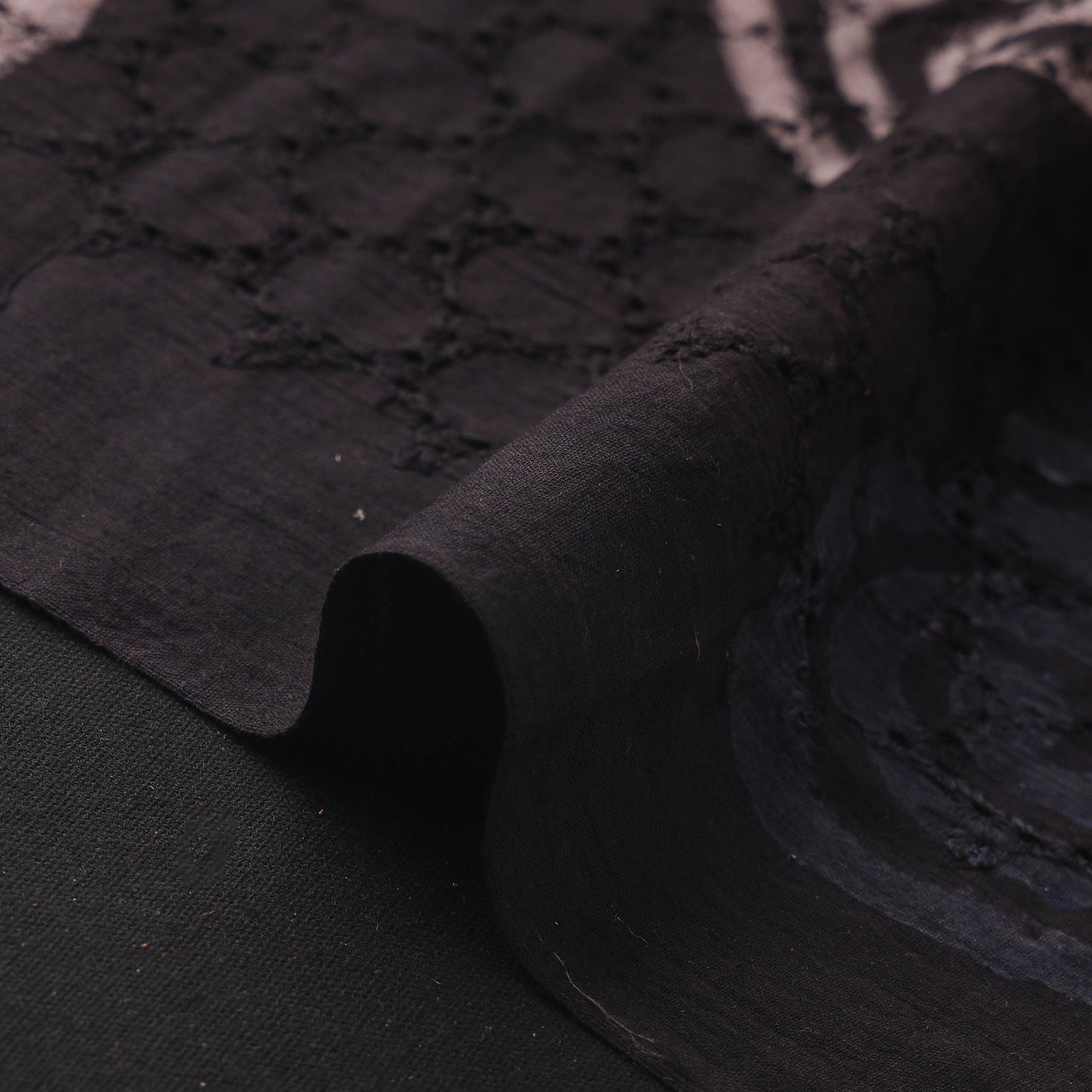 Black - Hakoba Hand Block Ajrakh Print Natural Dyed Cotton Fabric 149