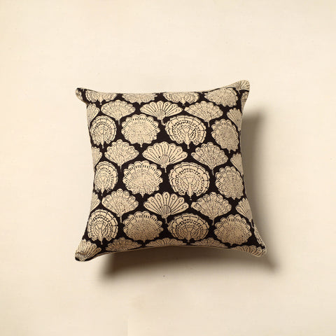 Beige - Cotton Block Printed Bagru Cushion Cover (16 x 16 in) 16