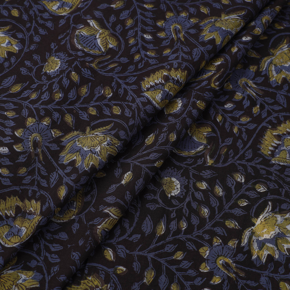 Black - Block Printed Cotton Jahota Fabric 21