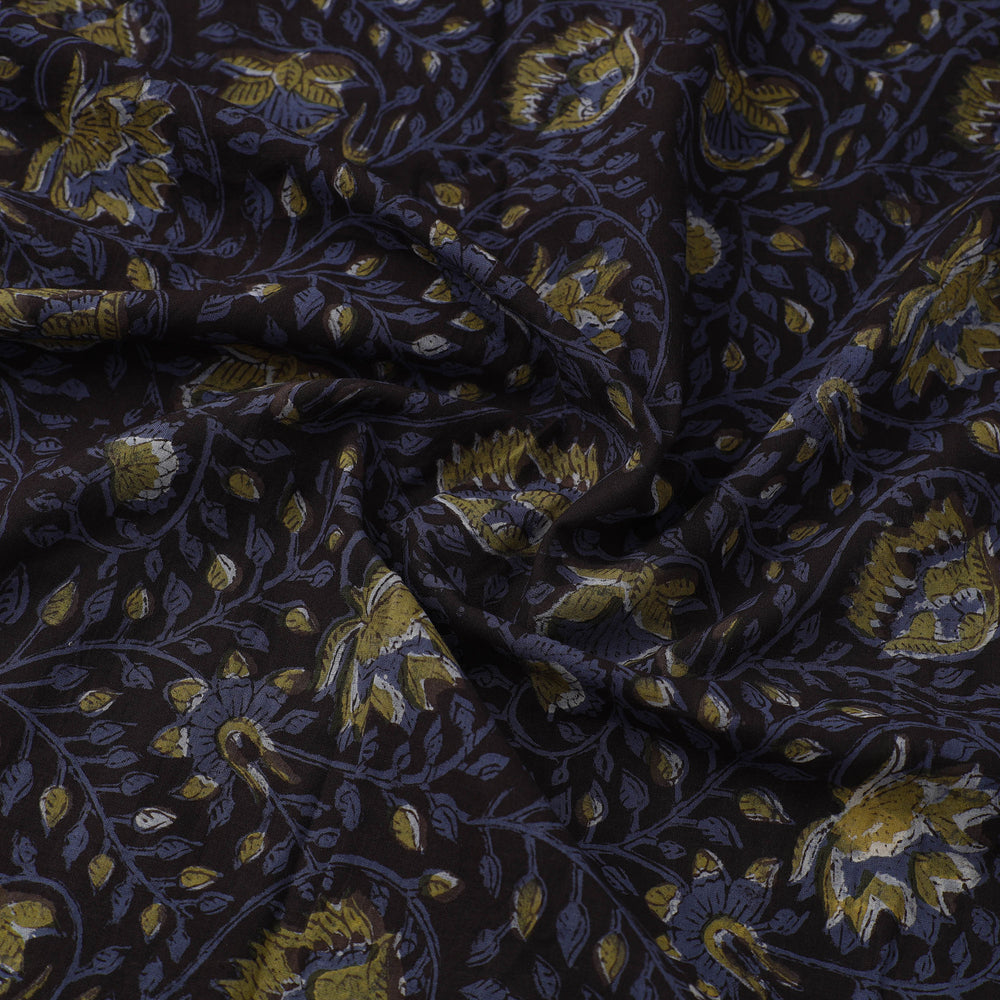 Black - Block Printed Cotton Jahota Fabric 21