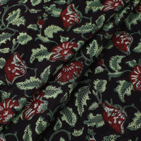 Black - Block Printed Cotton Jahota Fabric 20