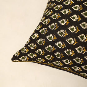 Black - Cotton Block Printed Bagru Cushion Cover (16 x 16 in) 18