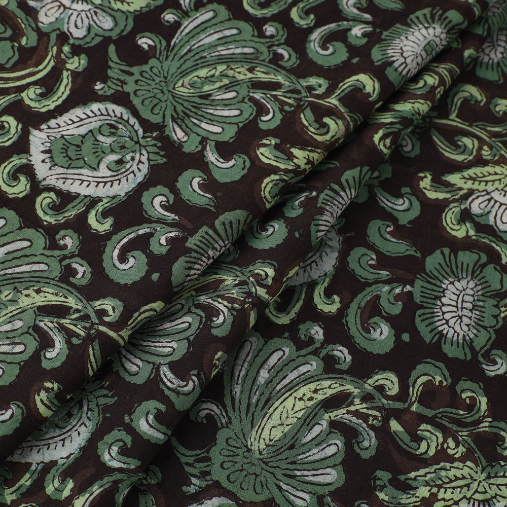 Green - Block Printed Cotton Jahota Fabric 19