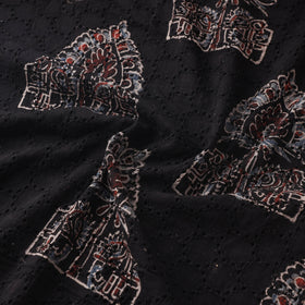 Black - Hakoba Hand Block Ajrakh Print Natural Dyed Cotton Fabric 146