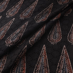 Black - Hakoba Hand Block Ajrakh Print Natural Dyed Cotton Fabric 145
