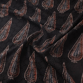 Black - Hakoba Hand Block Ajrakh Print Natural Dyed Cotton Fabric 145