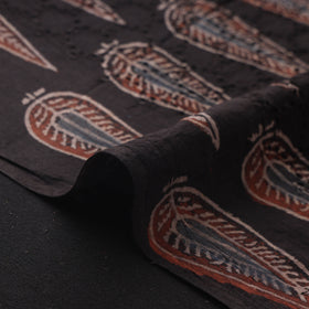 Black - Hakoba Hand Block Ajrakh Print Natural Dyed Cotton Fabric 145