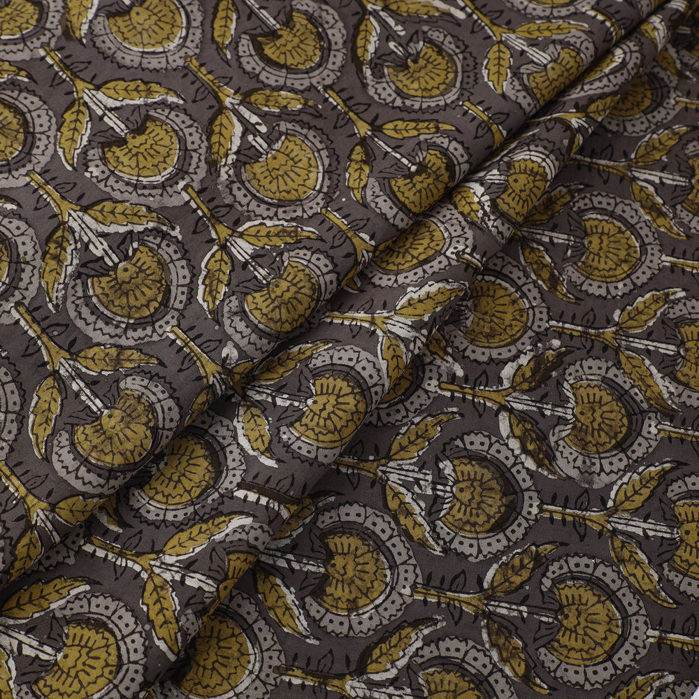 Brown - Block Printed Cotton Jahota Fabric 18