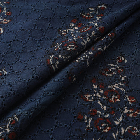 Hakoba Hand Block Ajrakh Print Natural Dyed Cotton Fabric 143