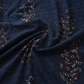 Blue - Hakoba Hand Block Ajrakh Print Natural Dyed Cotton Fabric 143