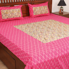 Pochampally Ikat with Kalamkari Patch Cotton Double Bedsheet Set (108 x 90 in) 05
