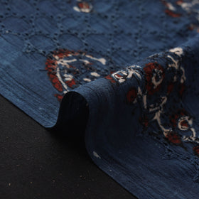 Blue - Hakoba Hand Block Ajrakh Print Natural Dyed Cotton Fabric 143