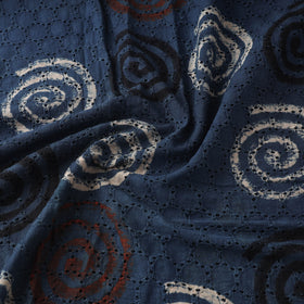 Blue - Hakoba Hand Block Ajrakh Print Natural Dyed Cotton Fabric 142