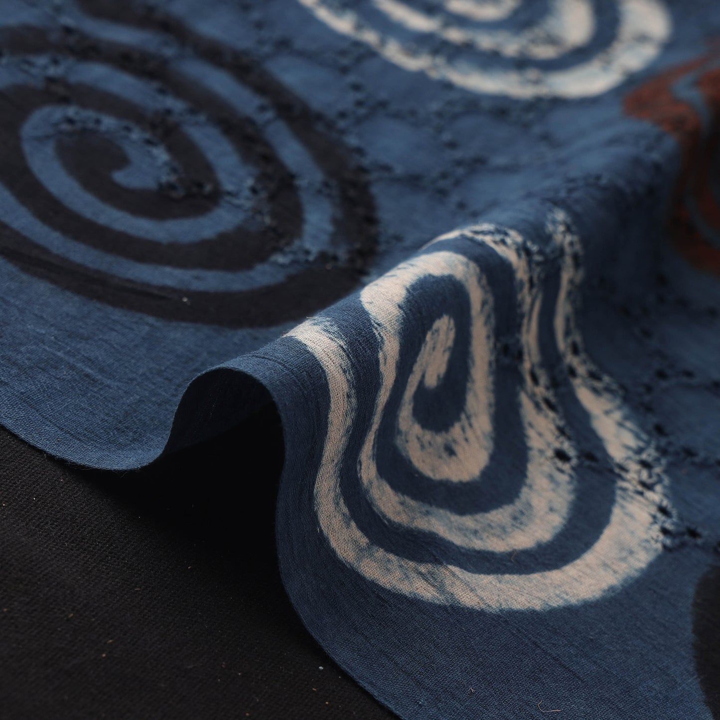 Blue - Hakoba Hand Block Ajrakh Print Natural Dyed Cotton Fabric 142
