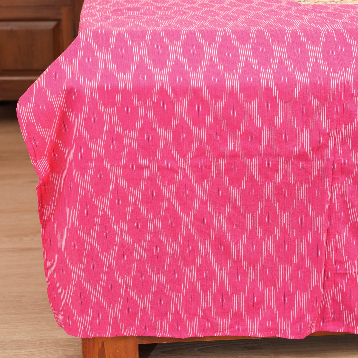 Pochampally Ikat with Kalamkari Patch Cotton Double Bedsheet Set (108 x 90 in) 05