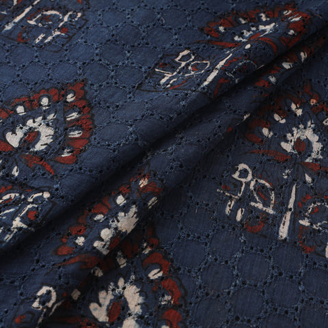 Hakoba Hand Block Ajrakh Print Natural Dyed Cotton Fabric 141