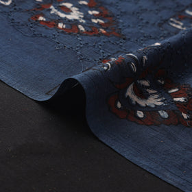 Blue - Hakoba Hand Block Ajrakh Print Natural Dyed Cotton Fabric 141