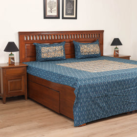 Pochampally Ikat with Kalamkari Patch Cotton Double Bedsheet Set (108 x 90 in) 04