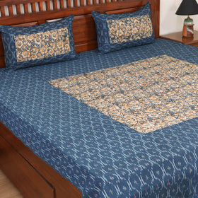 Pochampally Ikat with Kalamkari Patch Cotton Double Bedsheet Set (108 x 90 in) 04