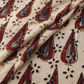 Beige - Hakoba Hand Block Ajrakh Print Natural Dyed Cotton Fabric 139