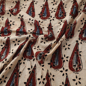 Beige - Hakoba Hand Block Ajrakh Print Natural Dyed Cotton Fabric 139