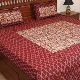 Pochampally Ikat with Kalamkari Patch Cotton Double Bedsheet Set (108 x 90 in) 03