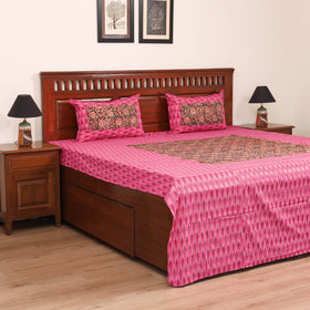 Pochampally Ikat with Kalamkari Patch Cotton Double Bedsheet Set (108 x 90 in) 02