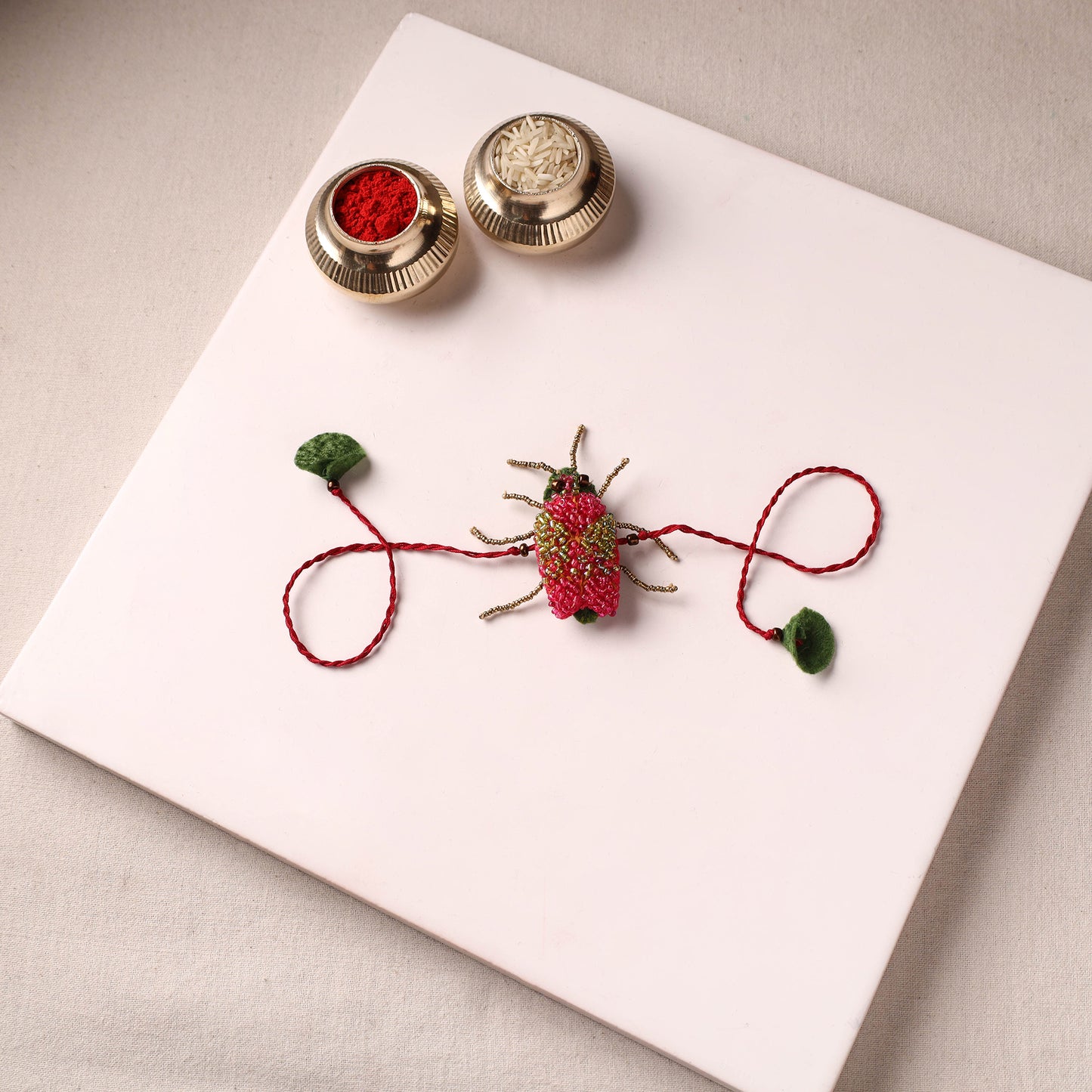 Cockroach - Reusable Hand Embroidered Bead Work Rakhi 01