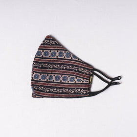  Ajrakh Block Printed Cotton 3 Layer Snug Fit Face Cover 