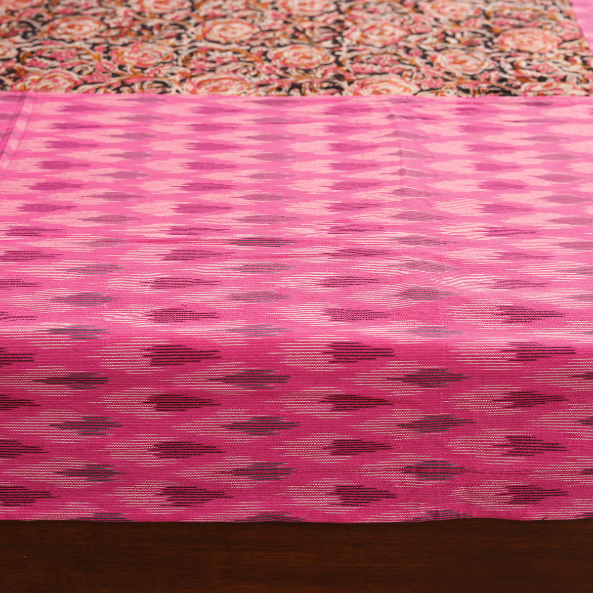 Pochampally Ikat with Kalamkari Patch Cotton Double Bedsheet Set (108 x 90 in) 02