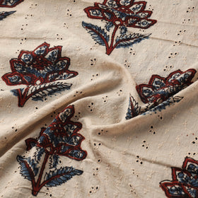 Beige - Hakoba Hand Block Ajrakh Print Natural Dyed Cotton Fabric 136
