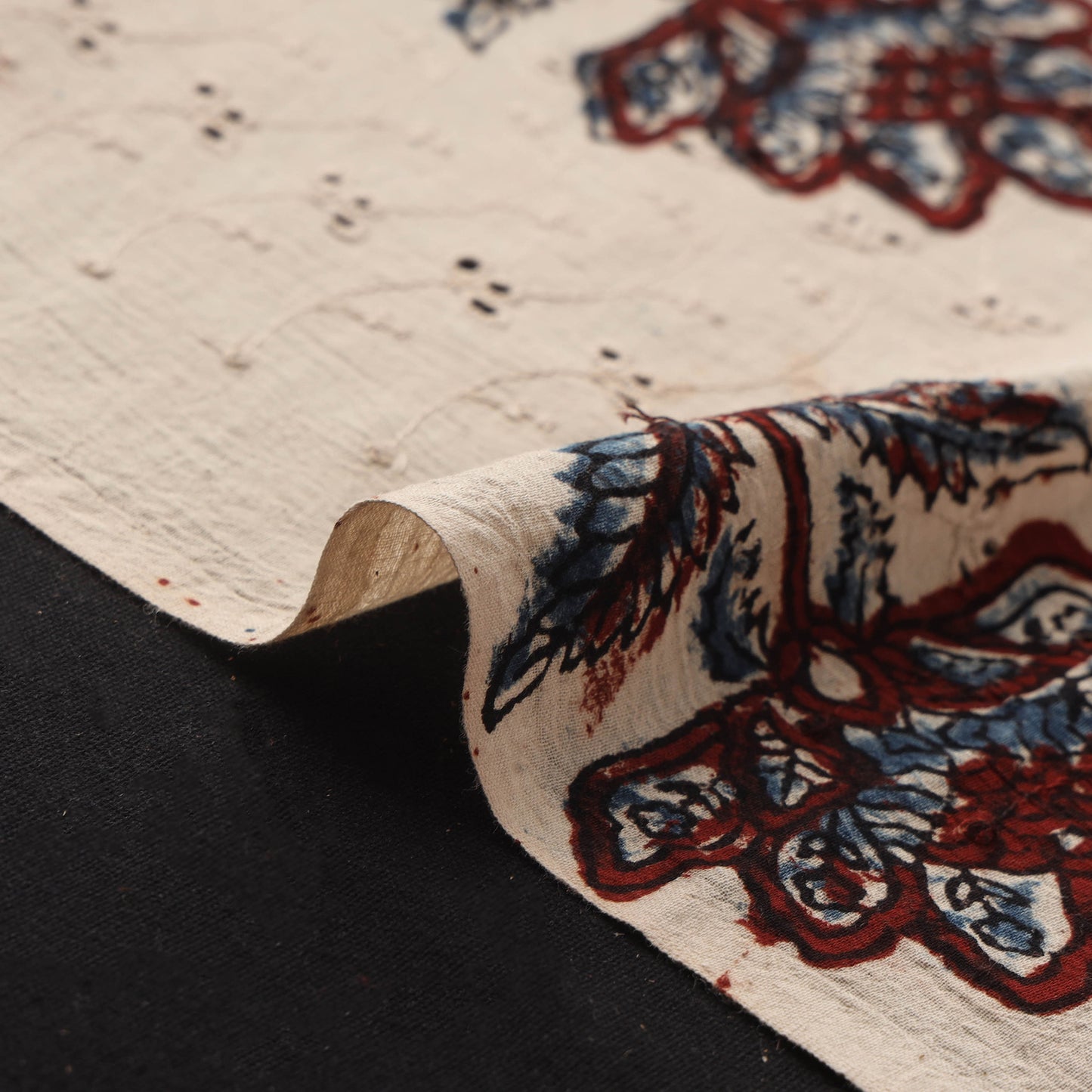 Beige - Hakoba Hand Block Ajrakh Print Natural Dyed Cotton Fabric 136
