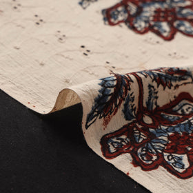 Beige - Hakoba Hand Block Ajrakh Print Natural Dyed Cotton Fabric 136