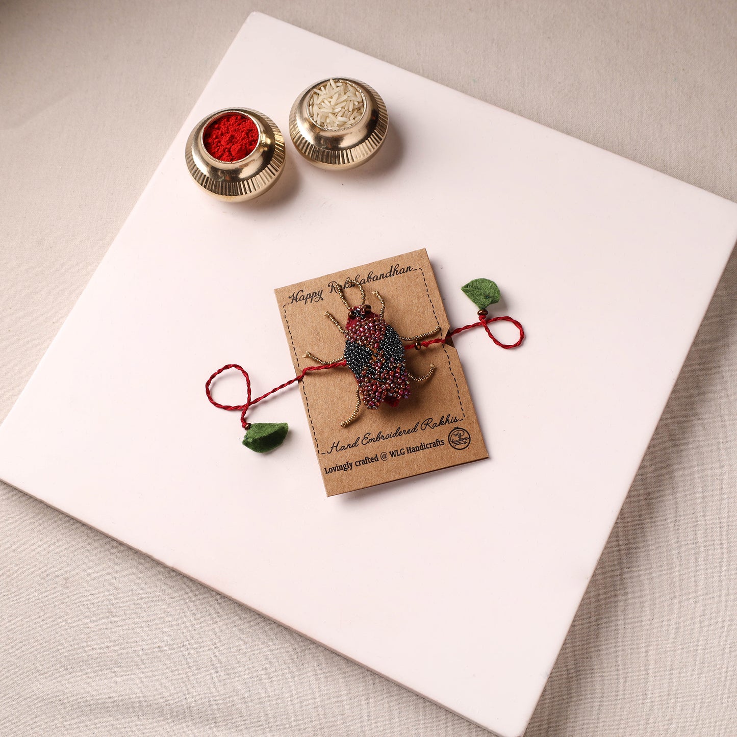Cockroach - Reusable Hand Embroidered Bead Work Rakhi 03