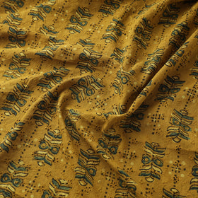 Yellow - Hakoba Hand Block Ajrakh Print Natural Dyed Cotton Fabric 134