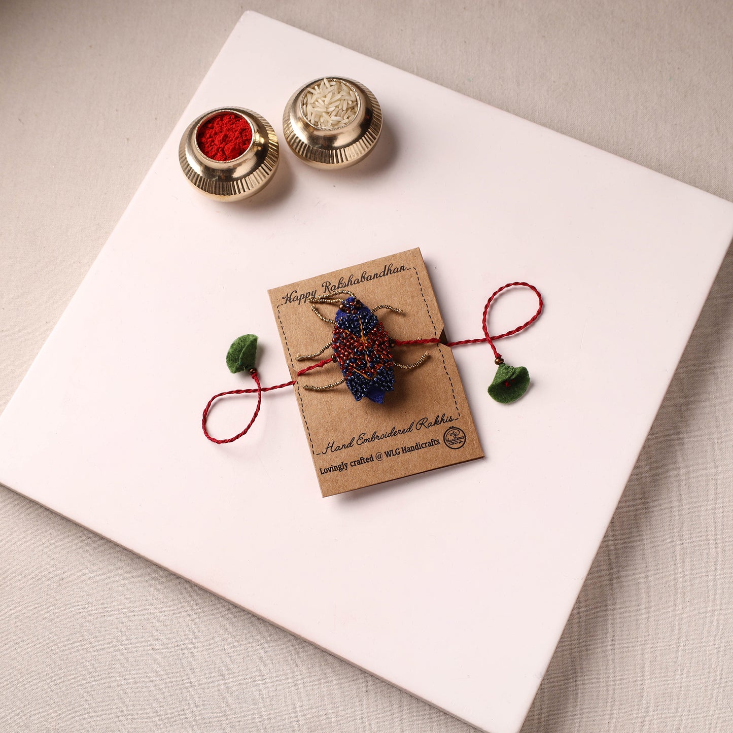 Cockroach - Reusable Hand Embroidered Bead Work Rakhi 04