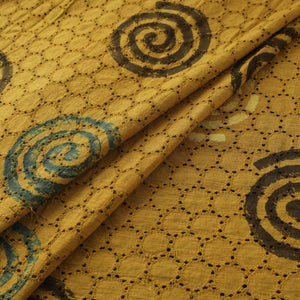 Yellow - Hakoba Hand Block Ajrakh Print Natural Dyed Cotton Fabric 133