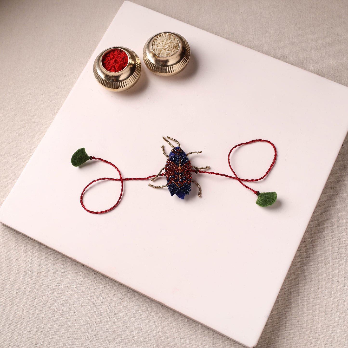 Cockroach - Reusable Hand Embroidered Bead Work Rakhi 04