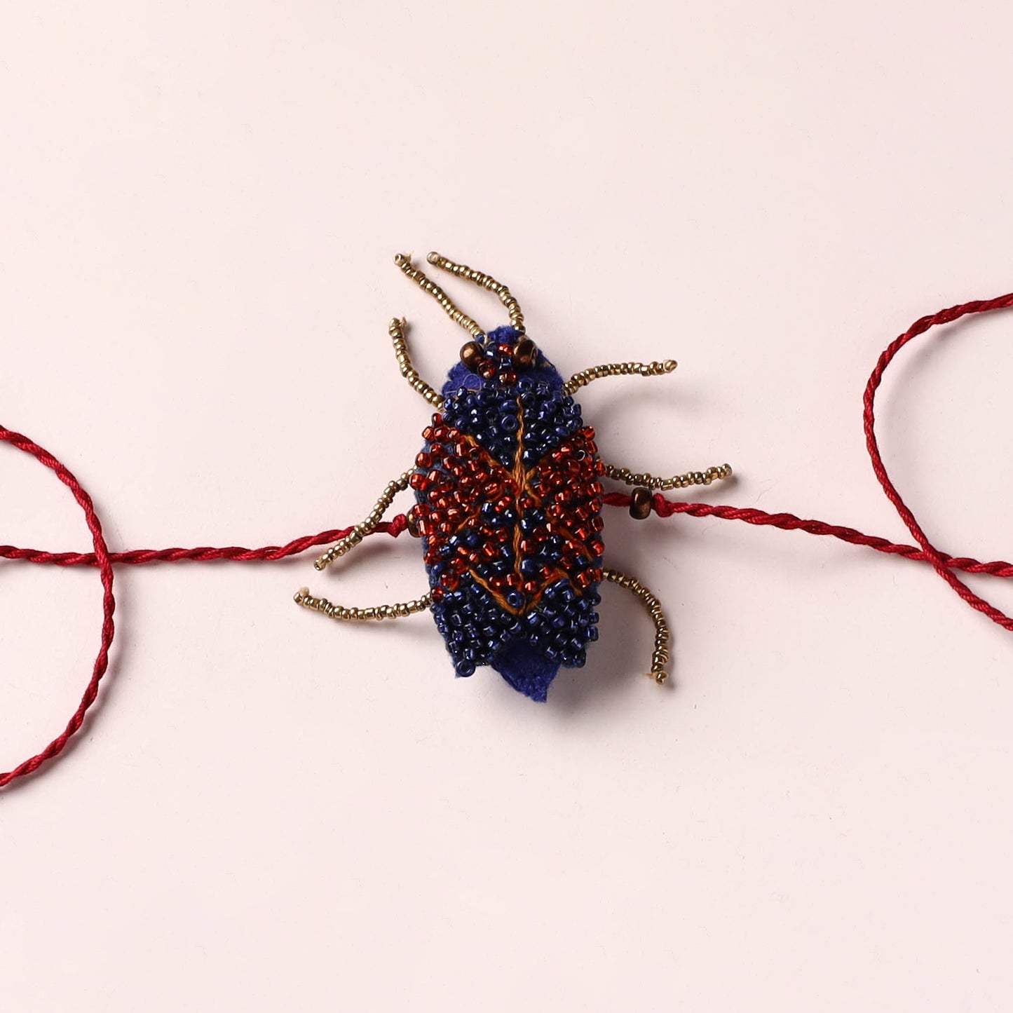 Cockroach - Reusable Hand Embroidered Bead Work Rakhi 04