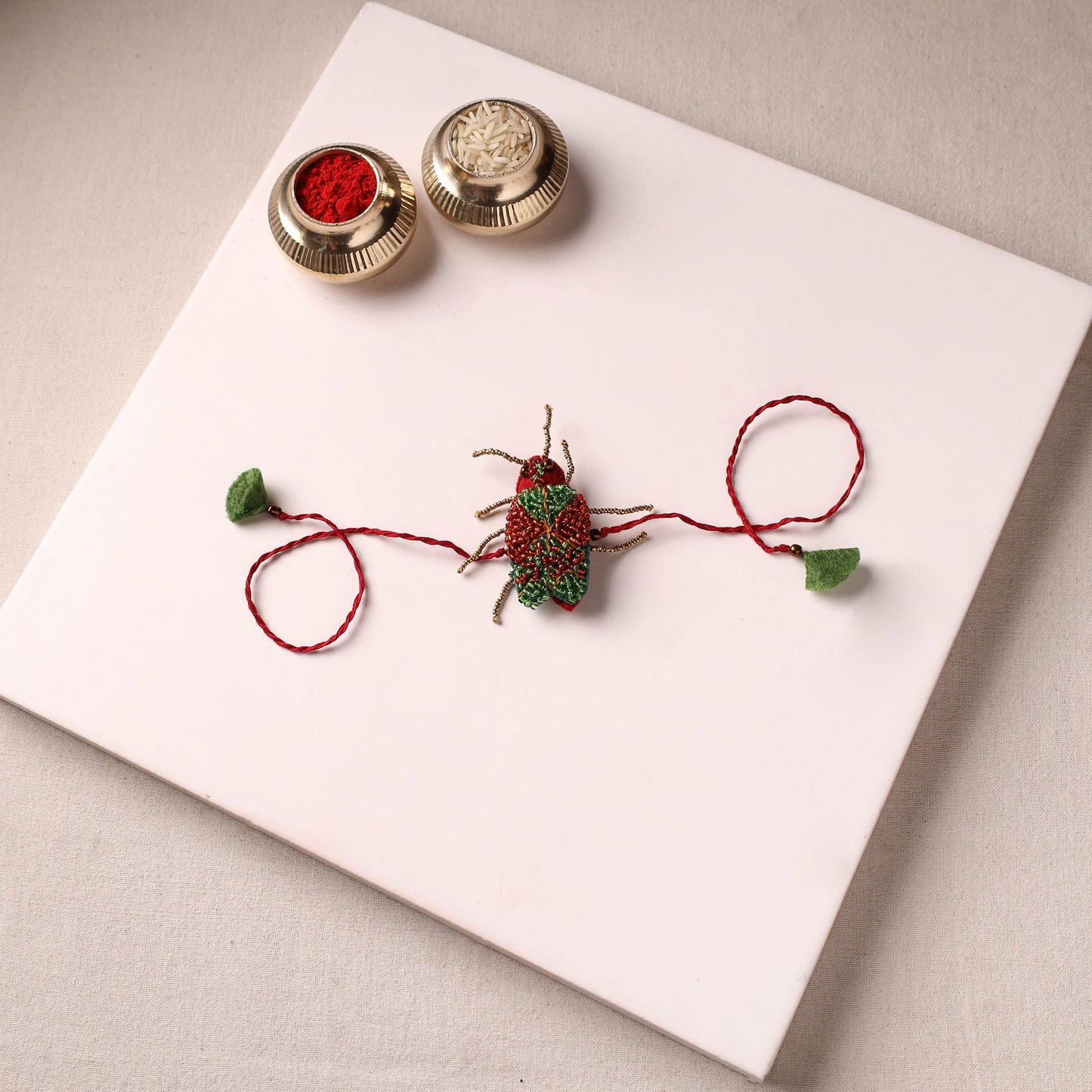 Cockroach - Reusable Hand Embroidered Bead Work Rakhi 05